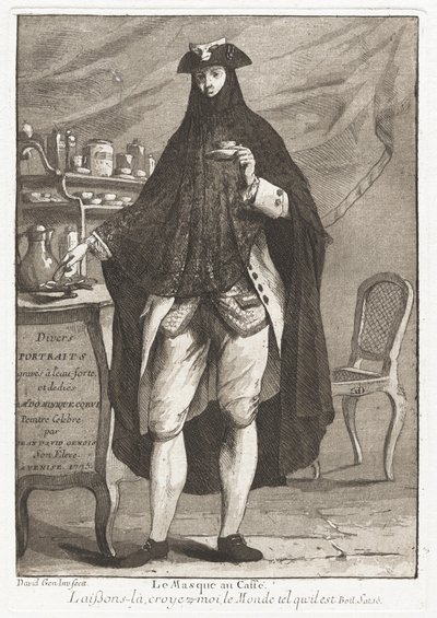 Der maskierte Mann beim Kaffee von Giovanni David