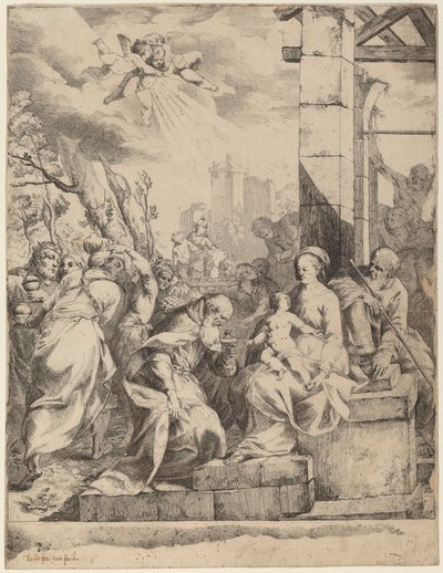 Die Anbetung der Könige von Giovanni David after Scarsellino