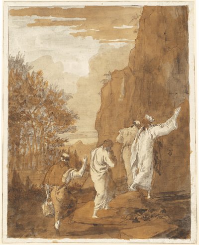 Christus führt Petrus, Jakobus und Johannes auf den hohen Berg zur Verklärung von Giovanni Domenico Tiepolo