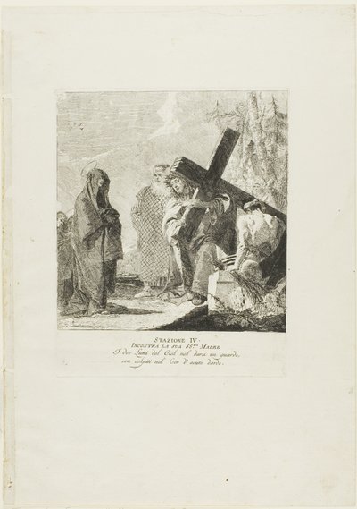Christus trifft seine Mutter, Tafel vier aus Kreuzwegstationen von Giovanni Domenico Tiepolo