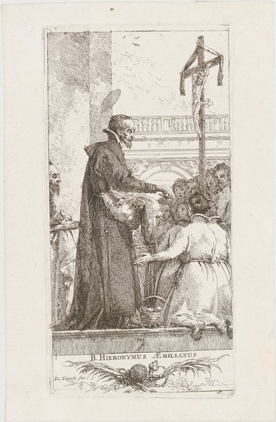Der heilige Hieronymus Æmilianus verteilt Almosen von Giovanni Domenico Tiepolo
