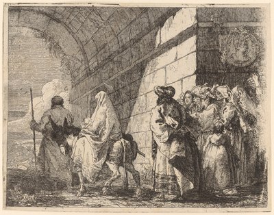 Heilige Familie verlässt die Stadt von Giovanni Domenico Tiepolo