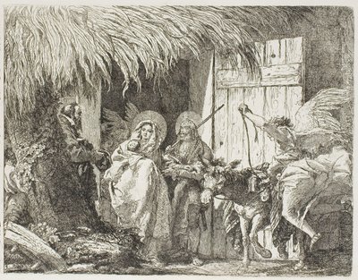Joseph und Maria suchen Unterkunft, Platte fünf aus Die Flucht nach Ägypten von Giovanni Domenico Tiepolo