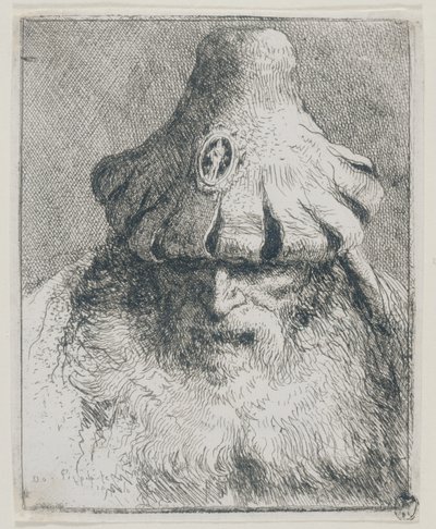 Alter Mann mit spitzem Hut von Giovanni Domenico Tiepolo