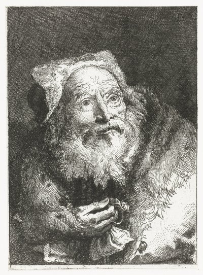 Alter Mann mit Armband in der Hand von Giovanni Domenico Tiepolo