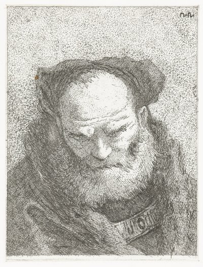 Alter Mann mit Bart und gebeugtem Kopf von Giovanni Domenico Tiepolo