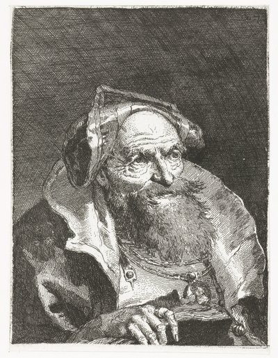 Alter Mann mit Kette und Buch von Giovanni Domenico Tiepolo