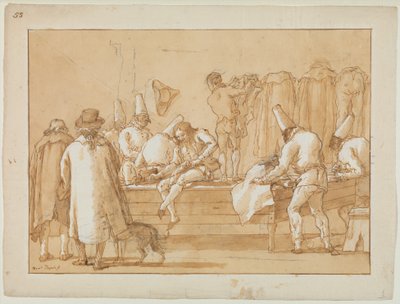 Punchinello als Schneidergehilfe von Giovanni Domenico Tiepolo