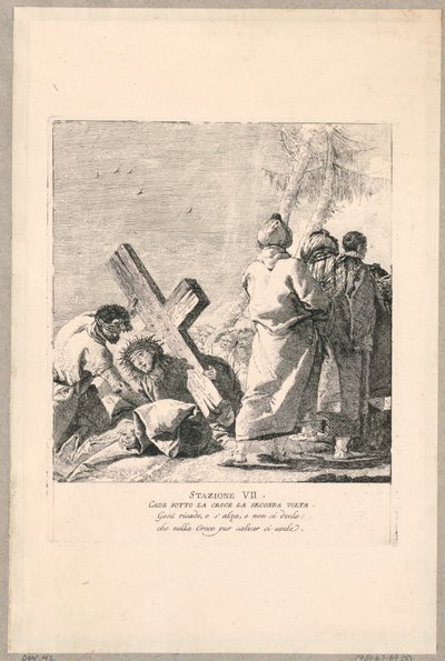 Via Crucis - Station VII, Er fällt zum zweiten Mal unter das Kreuz von Giovanni Domenico Tiepolo