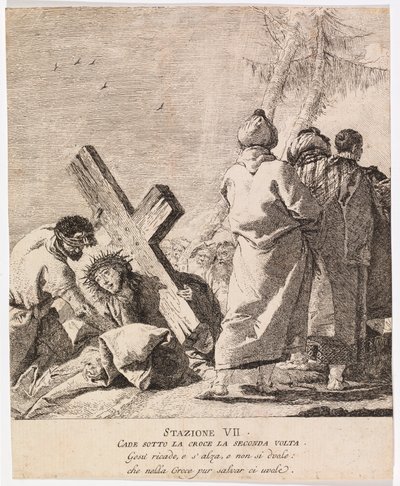 Via Crucis - Station VII. Jesus fällt zum zweiten Mal von Giovanni Domenico Tiepolo
