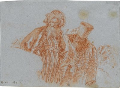 Zwei orientalische Kaufleute; verso: Linke Hand, die einen Kruzifixus hält von Giovanni Domenico Tiepolo