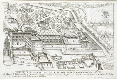 Ansicht der Belvedere-Gärten im Papstpalast, Vatikan von Giovanni Domenico de