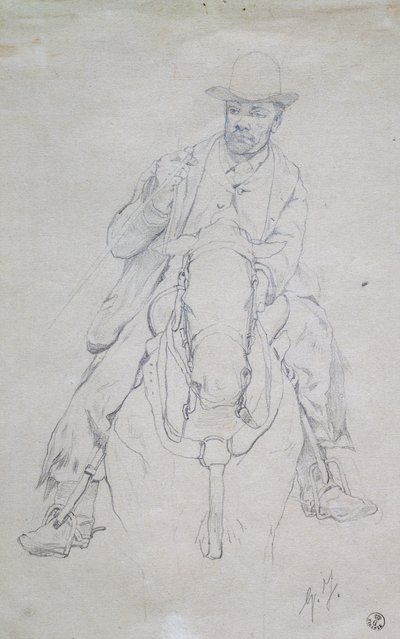 Buttero zu Pferd (toskanischer Cowboy) von Giovanni Fattori