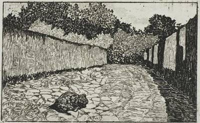 Kleine Straße am Stadtrand von Florenz mit Welpen von Giovanni Fattori