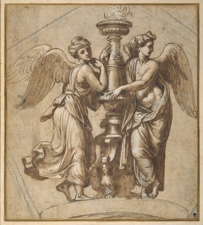 Siege, die einen Kandelaber umarmen von Giovanni Francesco (c.1488 1528) Penni
