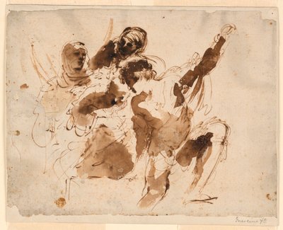Studie von vier Figuren, für das Begräbnis des St. Petronilla Altarbildes in St. Peter von Giovanni Francesco Barbieri
