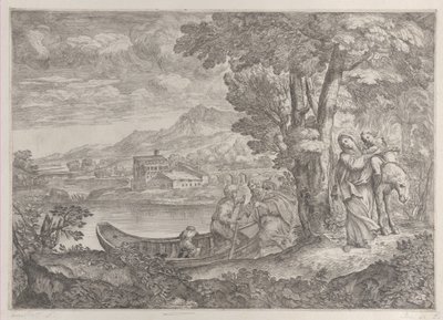 Landschaft mit der Flucht nach Ägypten von Giovanni Francesco Grimaldi