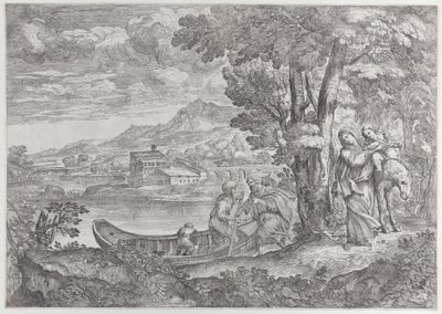 Landschaft mit der Flucht nach Ägypten von Giovanni Francesco Grimaldi