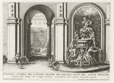 Brunnen im Innenhof des Palazzo Doria Pamphilj in Rom von Giovanni Francesco Venturini