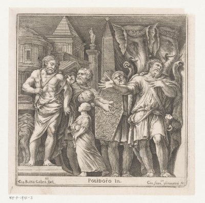 Gruppe von Figuren und zwei Elefanten in einer Stadt von Giovanni Francesco Venturini
