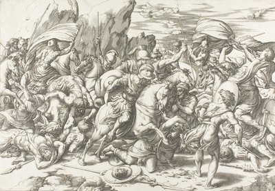 Die Schlacht um Schild und Lanze von Giovanni Jacopo Caraglio