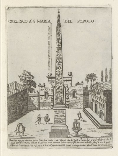 Der ägyptische Obelisk von Ramses II auf der Piazza del Popolo in Rom von Giovanni Maggi