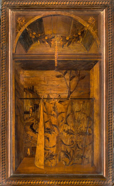 Lignaeanischer Kanonischer Chor, Intarsien von Giovanni Maria Platina 1484, Oberer Stuhl von Giovanni Maria Platina