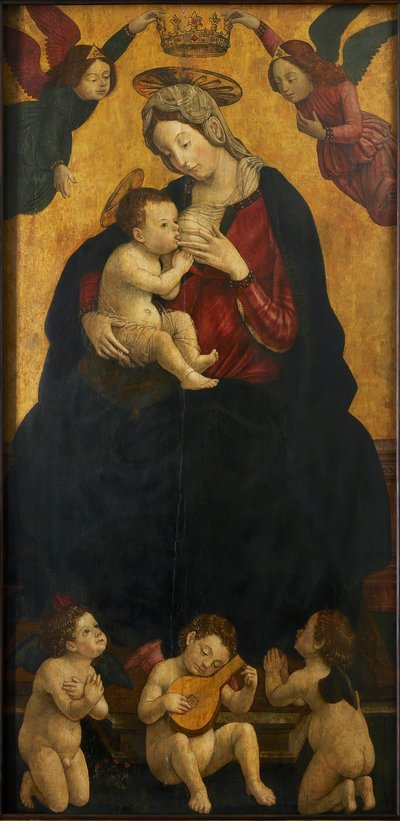 Madonna der Milch mit musizierenden Engeln, 1490-1500 von Giovanni Martino Spanzotti