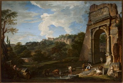 Landschaft mit dem Titusbogen von Giovanni Paolo Pannini