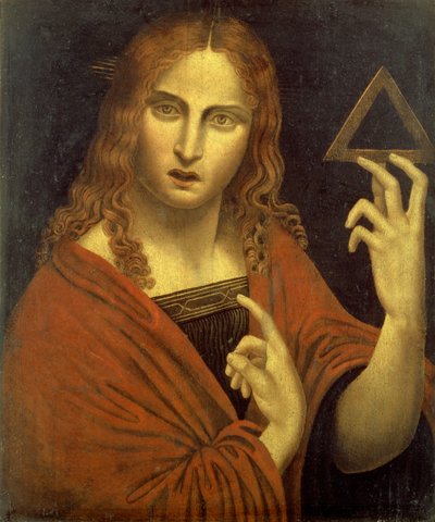 Christus der Erlöser hält das Symbol der Dreifaltigkeit von Giovanni Pietro Rizzoli (school of) Giampietrino