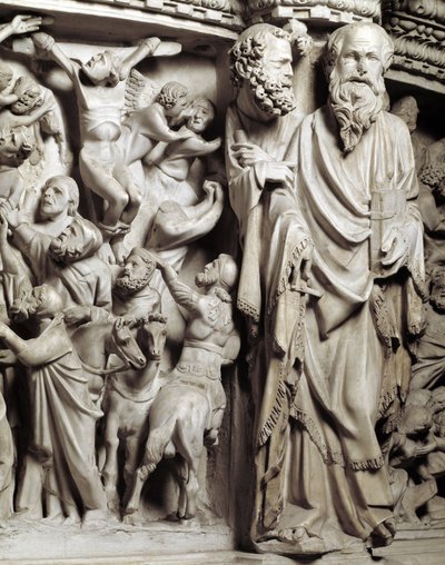 Detail der Reliefs des Stuhls von Giovanni Pisano von Giovanni Pisano