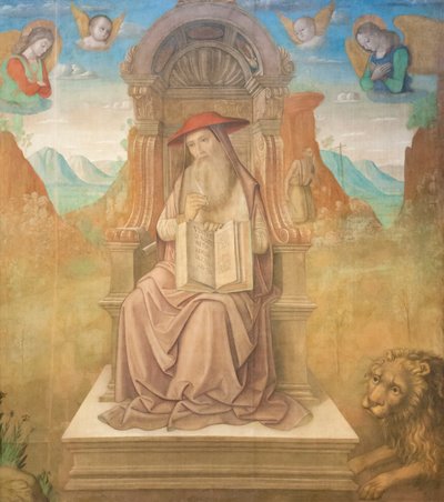 Heiliger Hieronymus auf dem Thron von Giovanni Santi or Sanzio