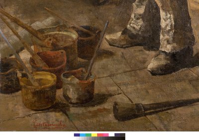 Ich bin auch ein Maler oder Dilettant oder Das Atelier des Malers, 1885 (Detail) von Giovanni Sottocornola