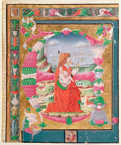 Historisierte Initiale E mit einer knienden Figur von König David, 1482-83 von Giovanni and Cicognara, Antonio Gadio