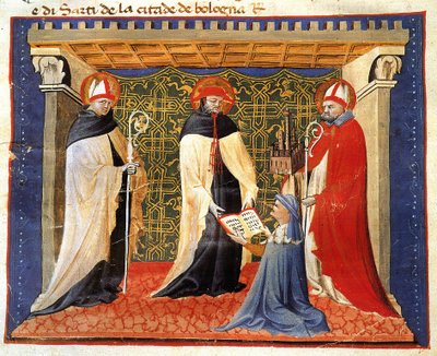 Miniatur der Statuten der Gesellschaft der Tuchhändler von Giovanni da Modena