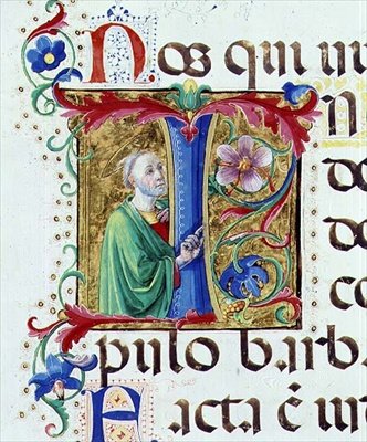 Ms 542 f.44v Historisierte Initiale 