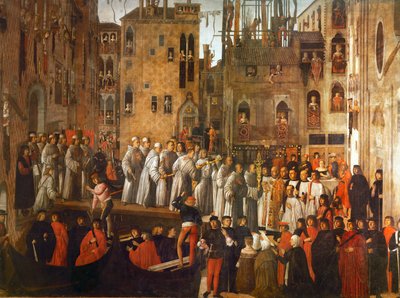 Wunder des Reliquiars des Heiligen Kreuzes auf dem Campo San Lio, Venedig von Giovanni di Niccolo Mansueti