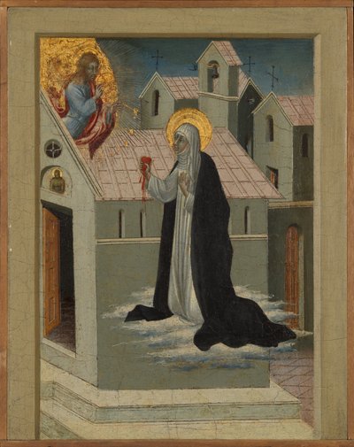 Die heilige Katharina von Siena tauscht ihr Herz mit Christus von Giovanni di Paolo