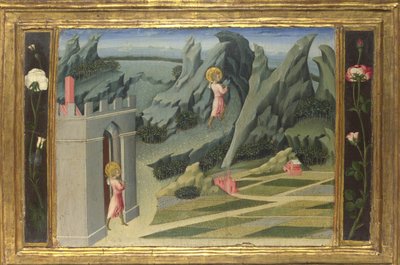 Johannes der Täufer zieht sich in die Wüste zurück, Predella-Panel, 1454 von Giovanni di Paolo