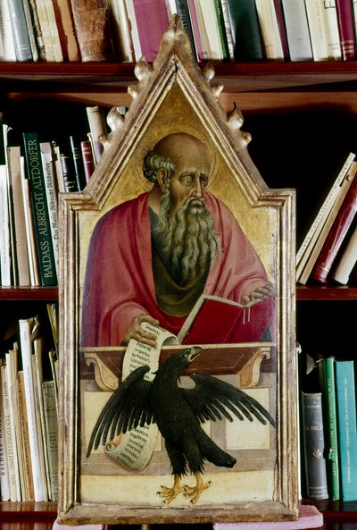 Hl. Johannes der Evangelist mit seinem Symbol, einem Adler, 15. Jahrhundert von Giovanni di Paolo