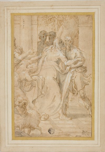 Das Treffen von Joachim und Anna am Goldenen Tor von Girolamo Mazzola Bedoli