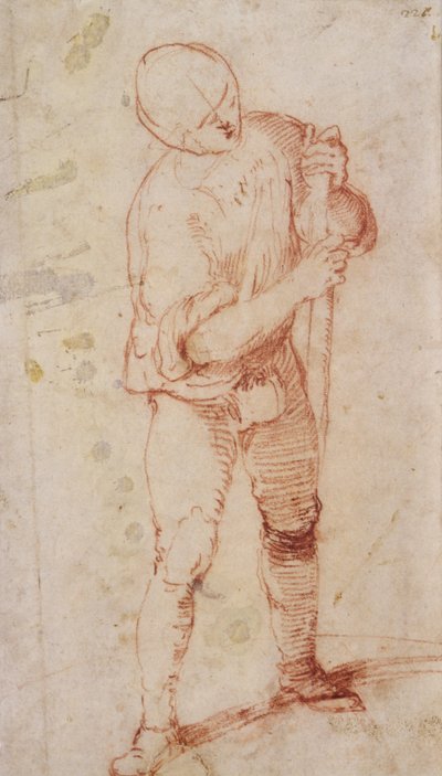 Ein stehender Mann mit einem Stab von Girolamo Romanino