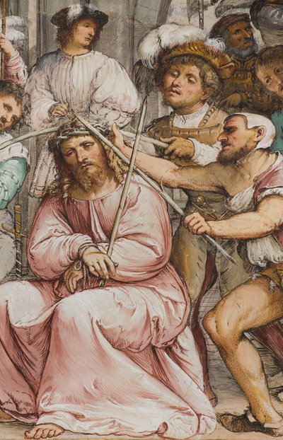 Zentrales Kirchenschiff, vierter südlicher Spann, Krönung mit Dornen, Girolamo Romanino von Girolamo Romanino