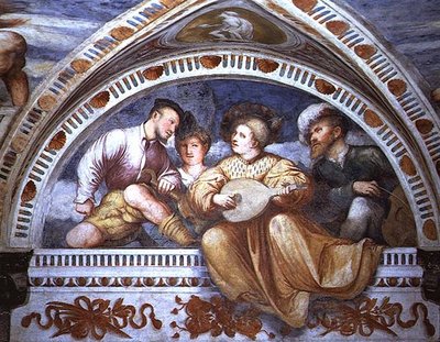 Das Konzert: Streichinstrumente, Lunette von Girolamo Romanino
