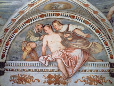Der Tod der Kleopatra, Lunette, 1531-32 von Girolamo Romanino