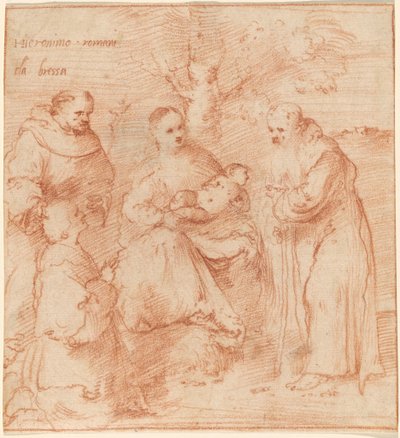 Die Madonna mit Kind, den Heiligen Franziskus und Antonius Abt und einem Stifter von Girolamo Romanino