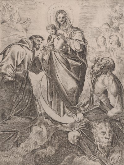 Die Jungfrau mit den Heiligen Hieronymus und Franziskus von Girolamo Rossi