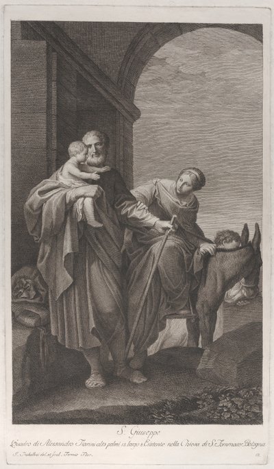 Heiliger Josef trägt das Christkind auf der Flucht nach Ägypten von Giuliano Traballesi