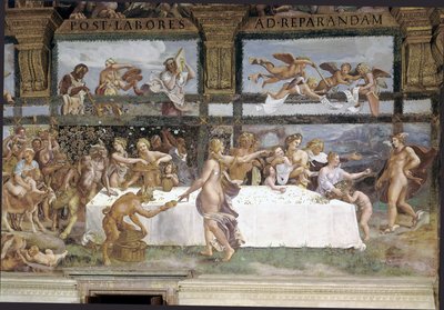 Vorbereitungen für das Bankett der Götter zur Hochzeit von Amor und Psyche (Detail) von Giulio (1483 1520) Romano