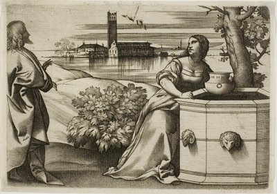 Christus und die Samariterin von Giulio Campagnola